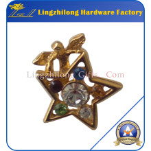 3D Gold Rhinestone Angel Badge